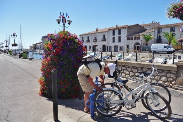 A very pretty bike rack in Marseillan Port