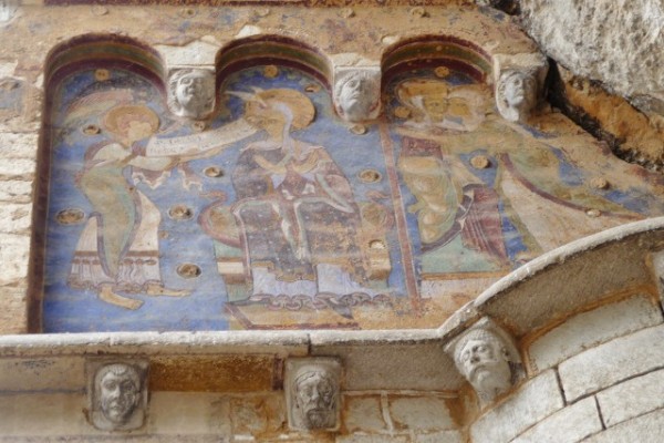 Fresco on the outside of St Michael's Chapel, Rocamadour
