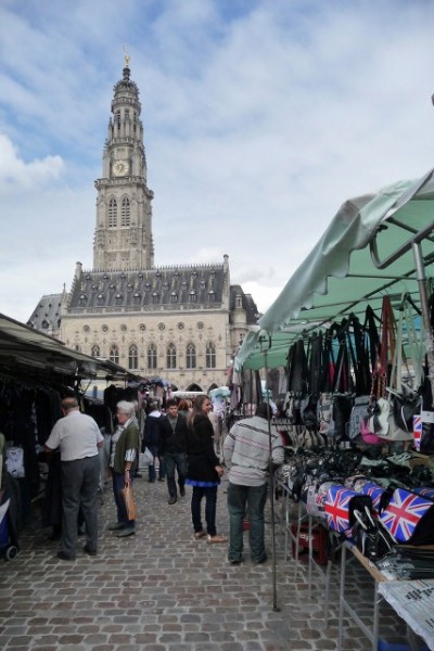 The Hotel de Ville and market in Arras