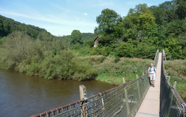 20 Rodney on the suspension bridge over the River Wye