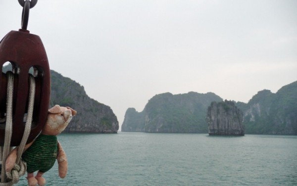 Hanging On To The Dragon Pearl Boat In Ha Long Bay, Vietnam