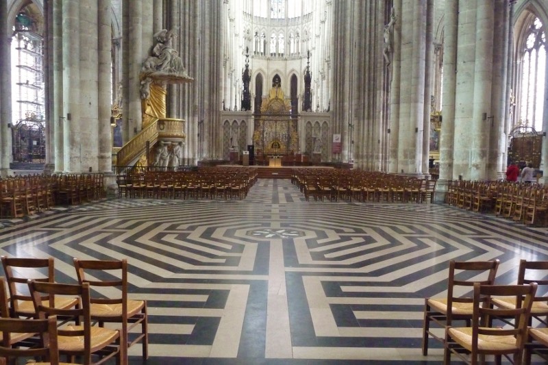The labrynth floor in the Notre-Dame Cathedral