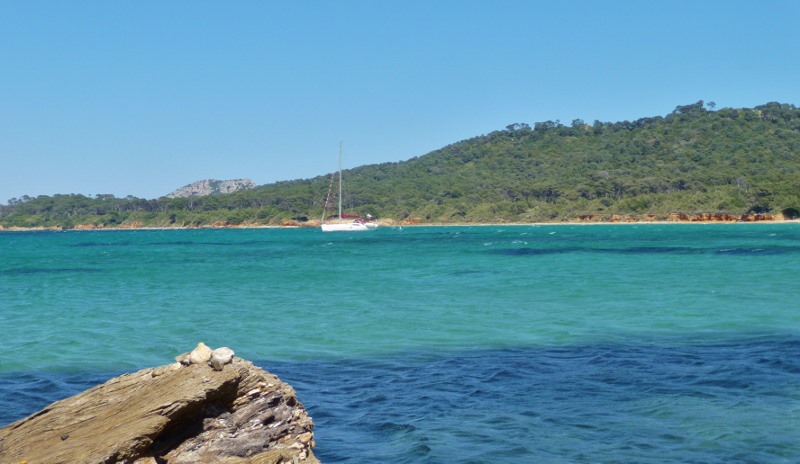 The view from our rock across the Plage Notre-Dame