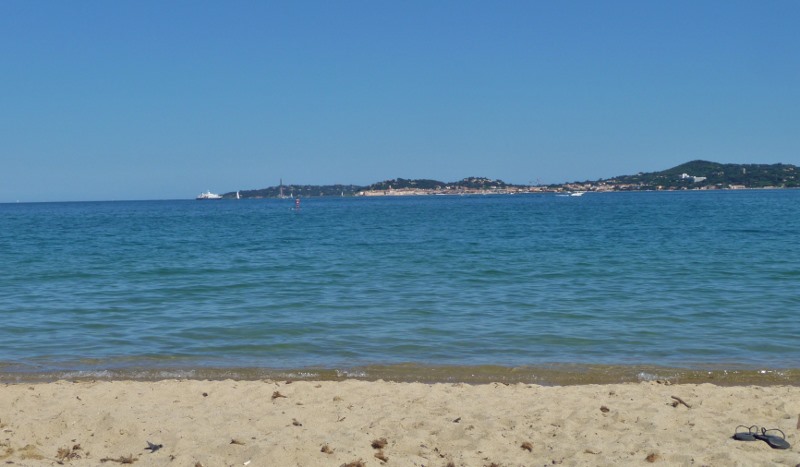 On the beach at Port Grimaud looking at St Tropez