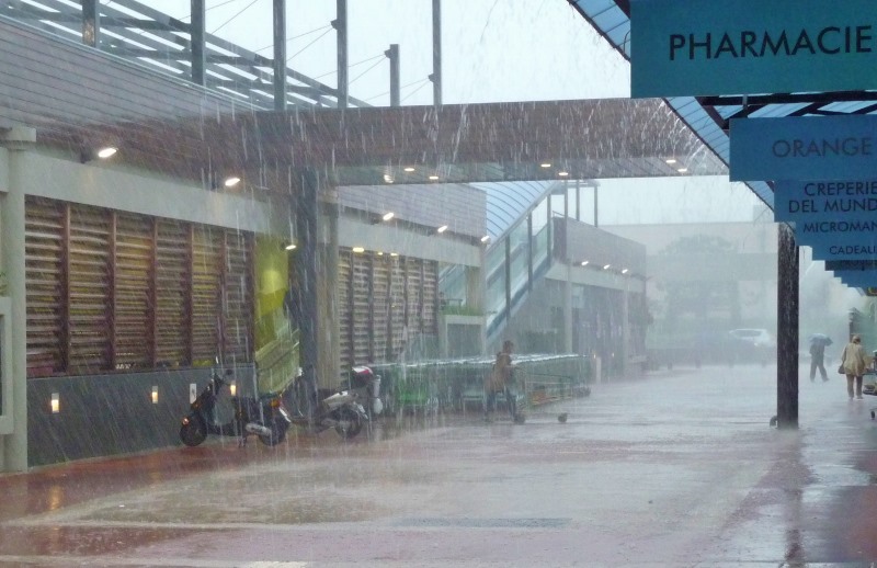 One wet soggy shopping centre
