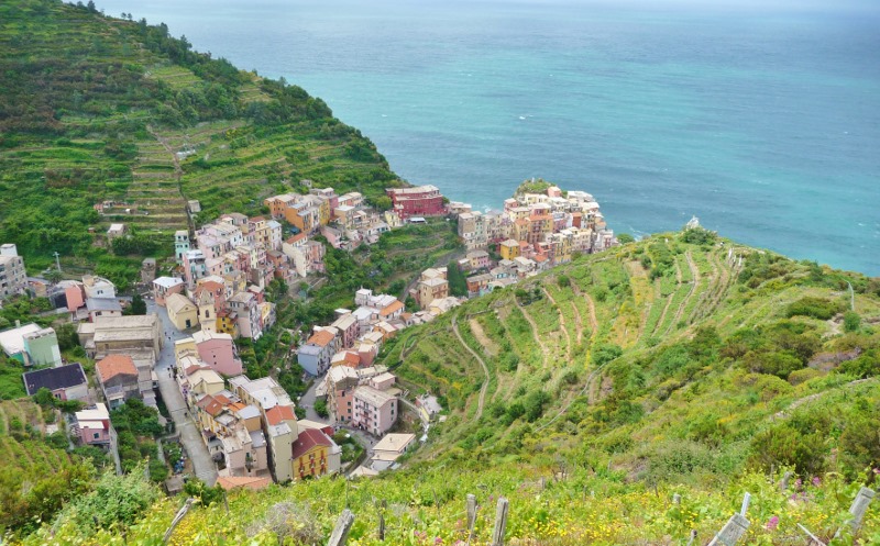 Looking back down on Manarola