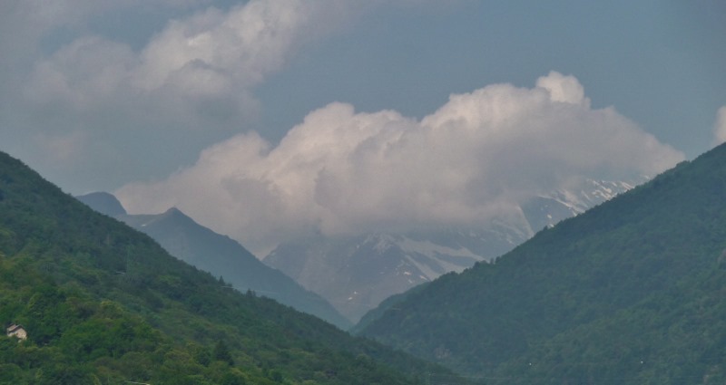 Snow capped mountains along the way