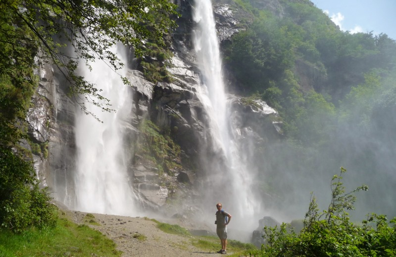 Rodney getting wet at the Cascata Aqua Fraggio