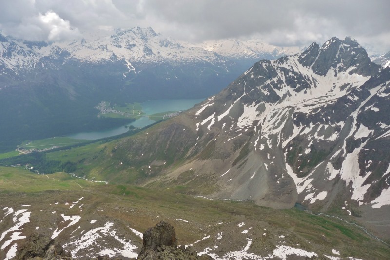 Looking down to Lej da Silvaplauna