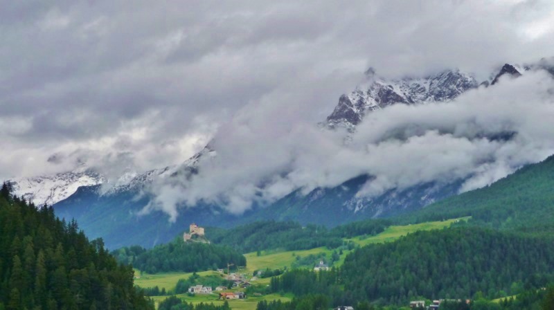 Castle at Tarasp in the Unter Engadin Valley
