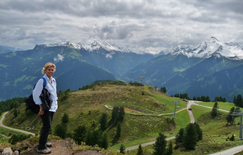 Laura at the top of Knorren above Mayrhofen