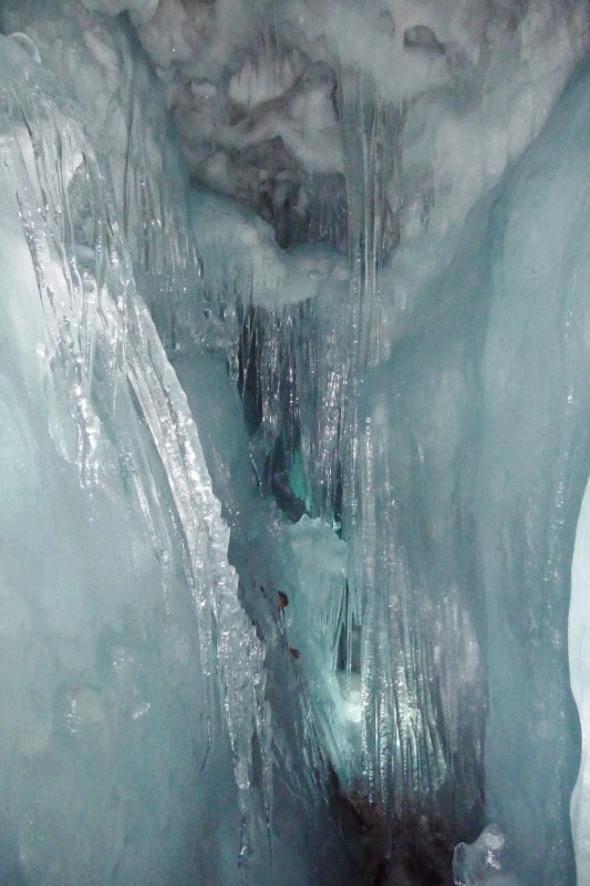 Inside the glacial crevasse
