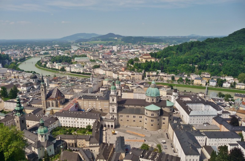 View across Salzburg towards our campsite from Hohensalzburg Fortress