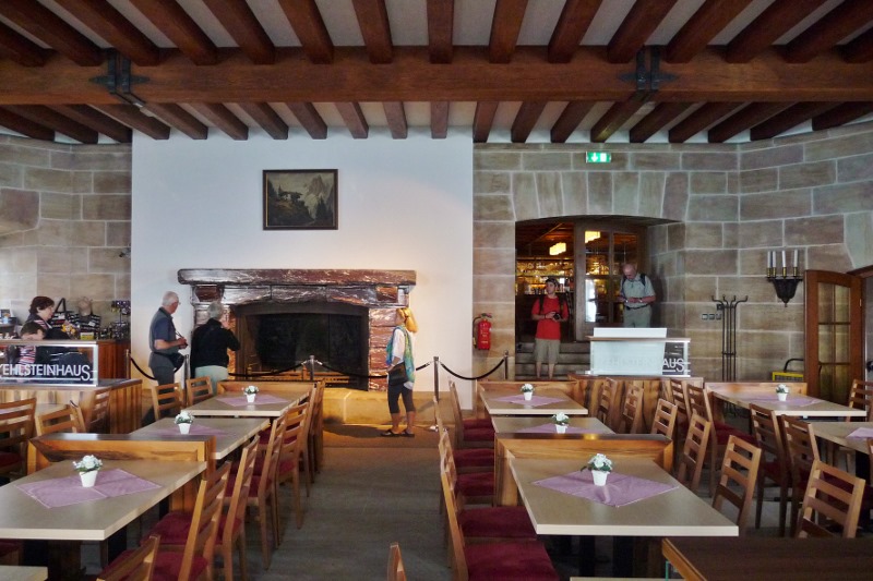 The red marble fireplace was a gift from Mussolini....