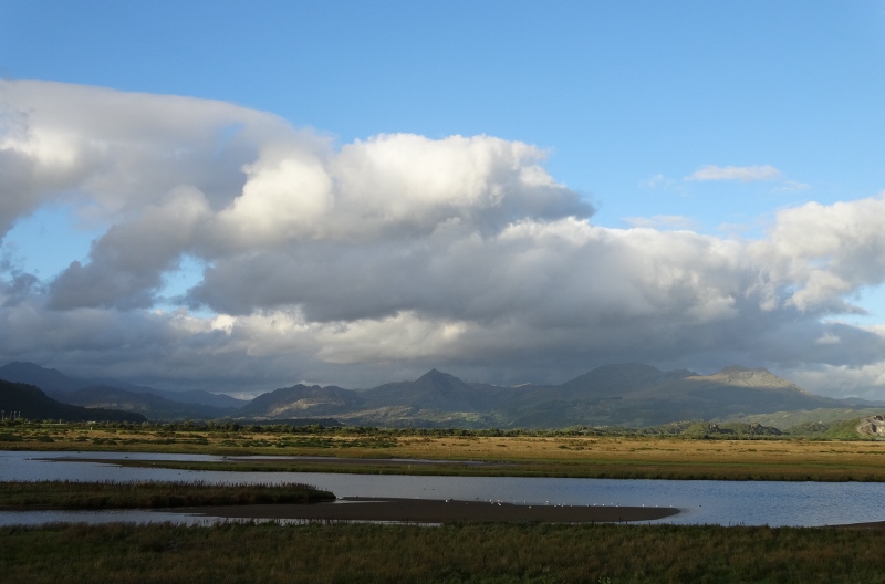 Looking towards Snowdonia from the end of the line in Porthmadog