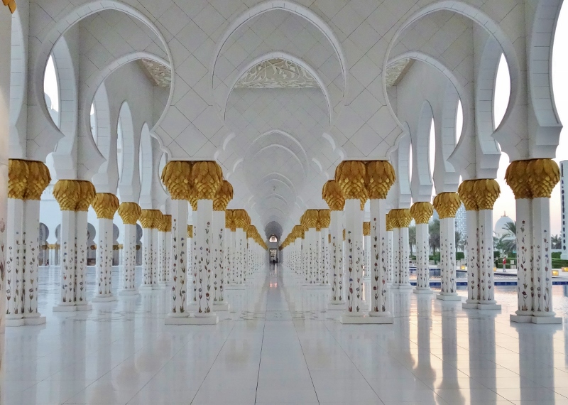 Within the galleries beside the courtyard
