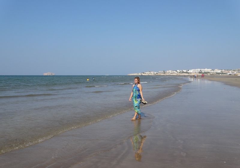 Strolling the beach at Muscat