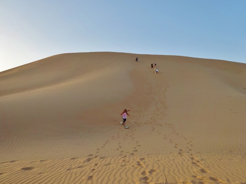 Sand surfing on the bunny slope