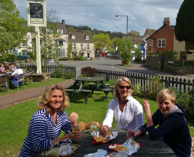 Sisters and Max at the Britannia Inn, Nailsworth
