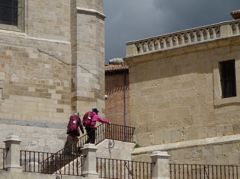 Pilgrims leaving Plaza de Santa Maria