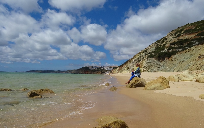 Checking the waves at Praia da Salema