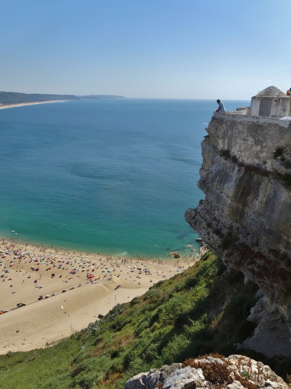 Looking down on Nazaré beach from Sitio