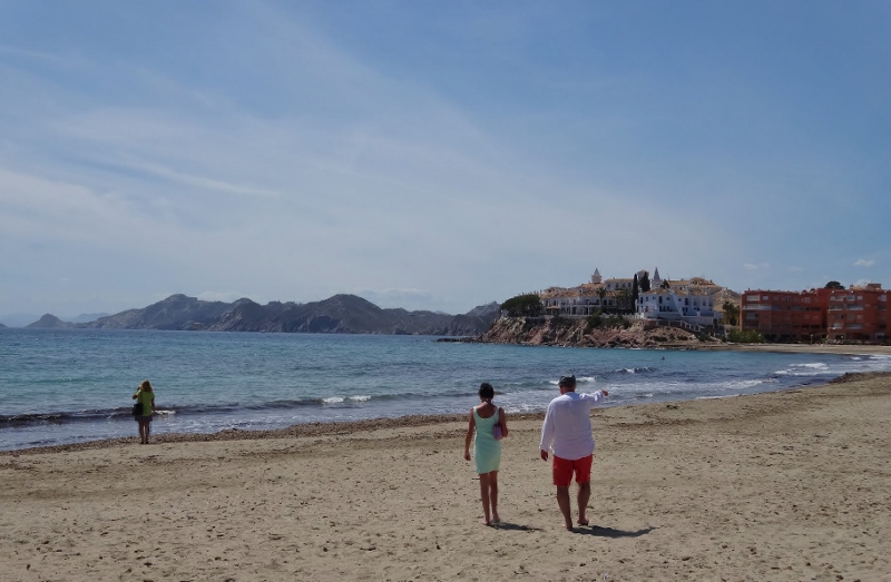 Laura, Caroline and Paul strolling the beach at Calabardina