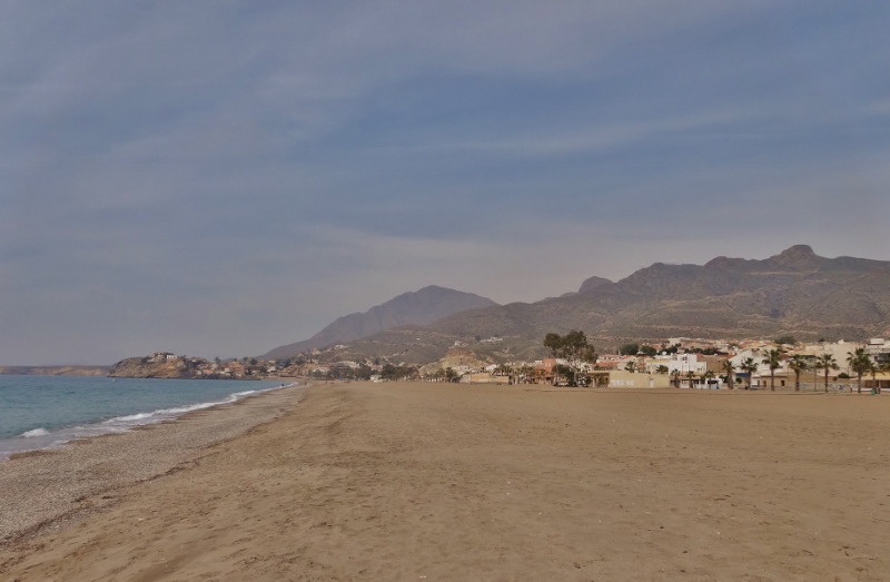 Walking to the far end of the beach at Bolnuevo