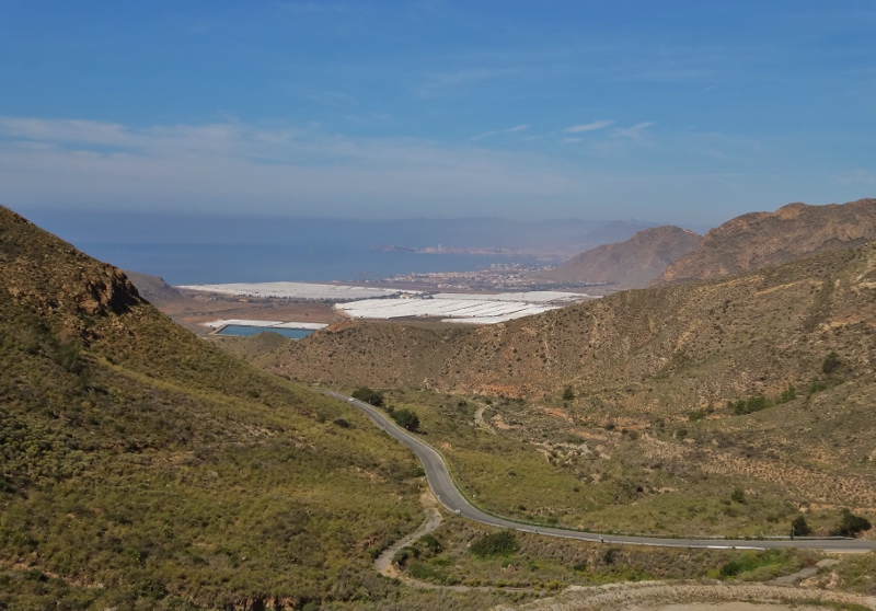 Looking back down to the coast from the Sierra de la Muela