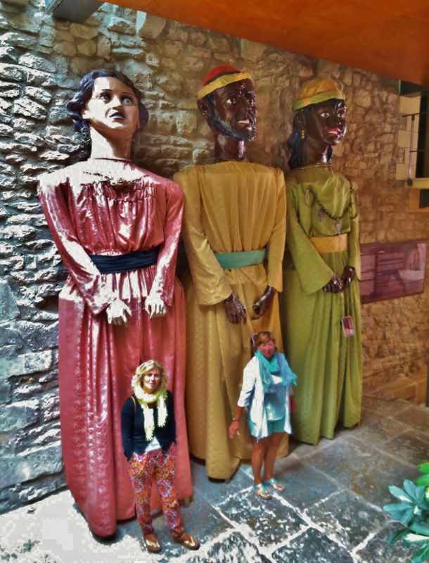 The Giants in the Casa del Consell, used in festivals twice a year. The middle one has the unfortunate name of Abused....
