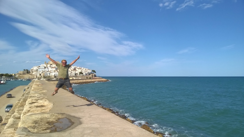 Jumping for joy in Peniscola