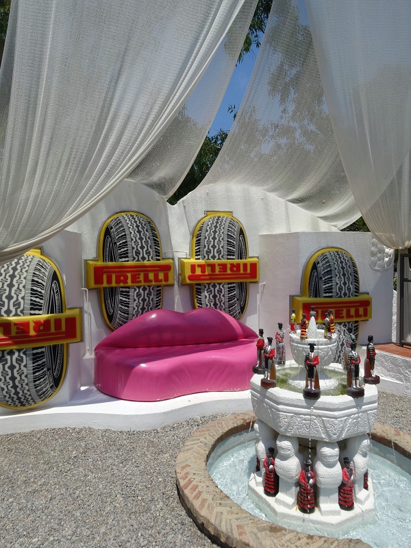 Sofa and fountain on the patio