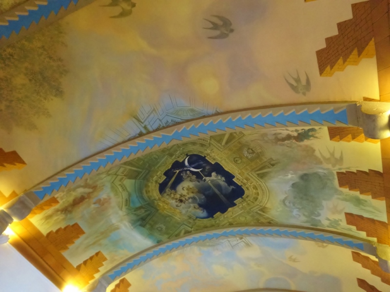 Part of the ceiling that Salvador Dalí painted in the castle so that when Gala looked up she would always think of him