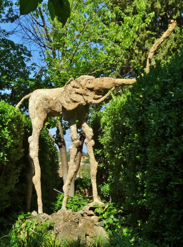 There are long legged elephants in the garden.....