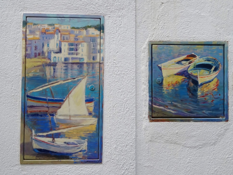 Stunningly decorated fuse and meter boxes in Cadaques