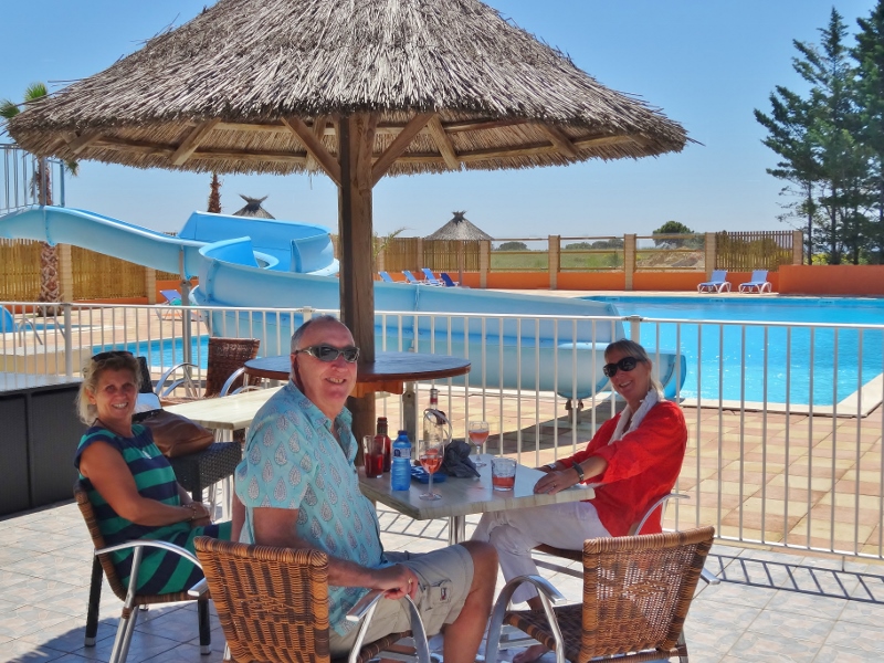 BYO drinks by the campsite pool