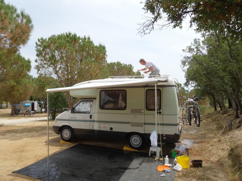 Eileen getting a good clean.....a day before it rained