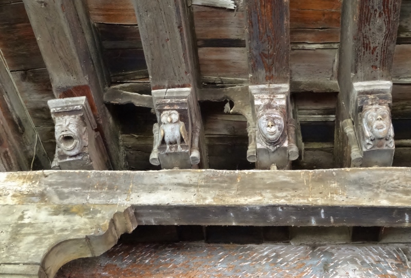 Ends of beams on the Maison des Consuls in Mirepoix