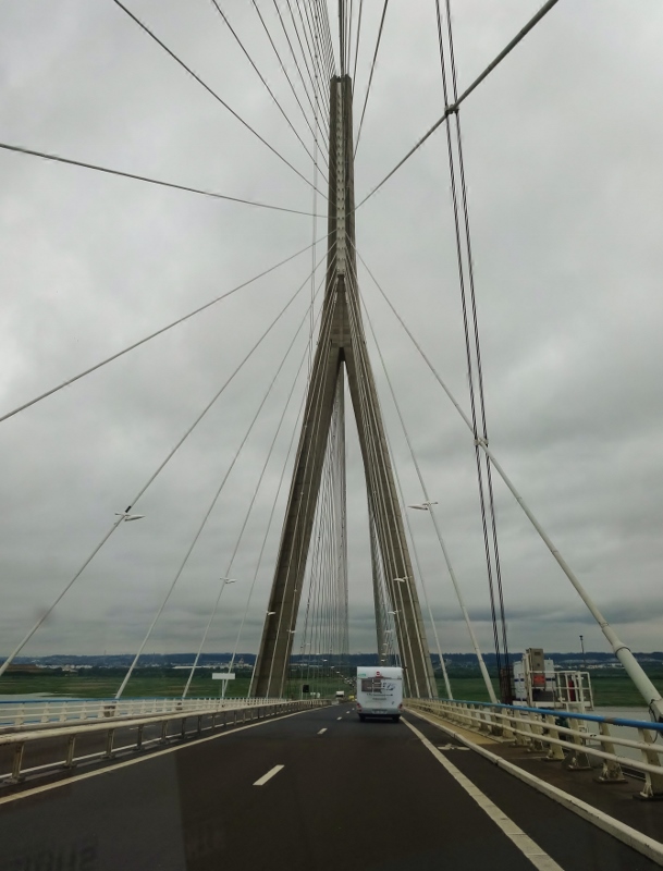 Crossing the enormous Pont de Normandie