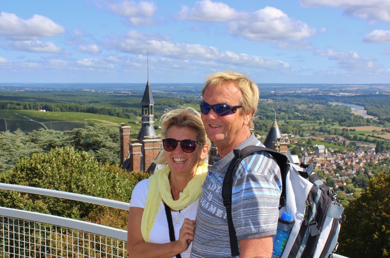 Cuddles on top of the Tour des Fiefs in Sancerre