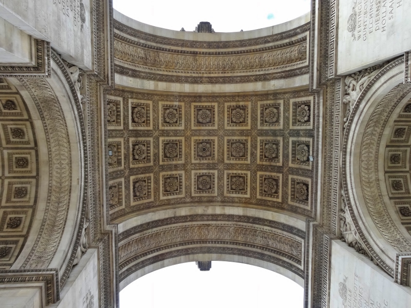 Looking up inside the Arc de Triomphe