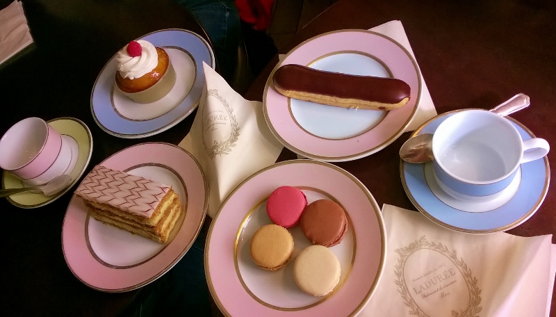 Afternoon tea and cakes at Ladurée Bonaparte café