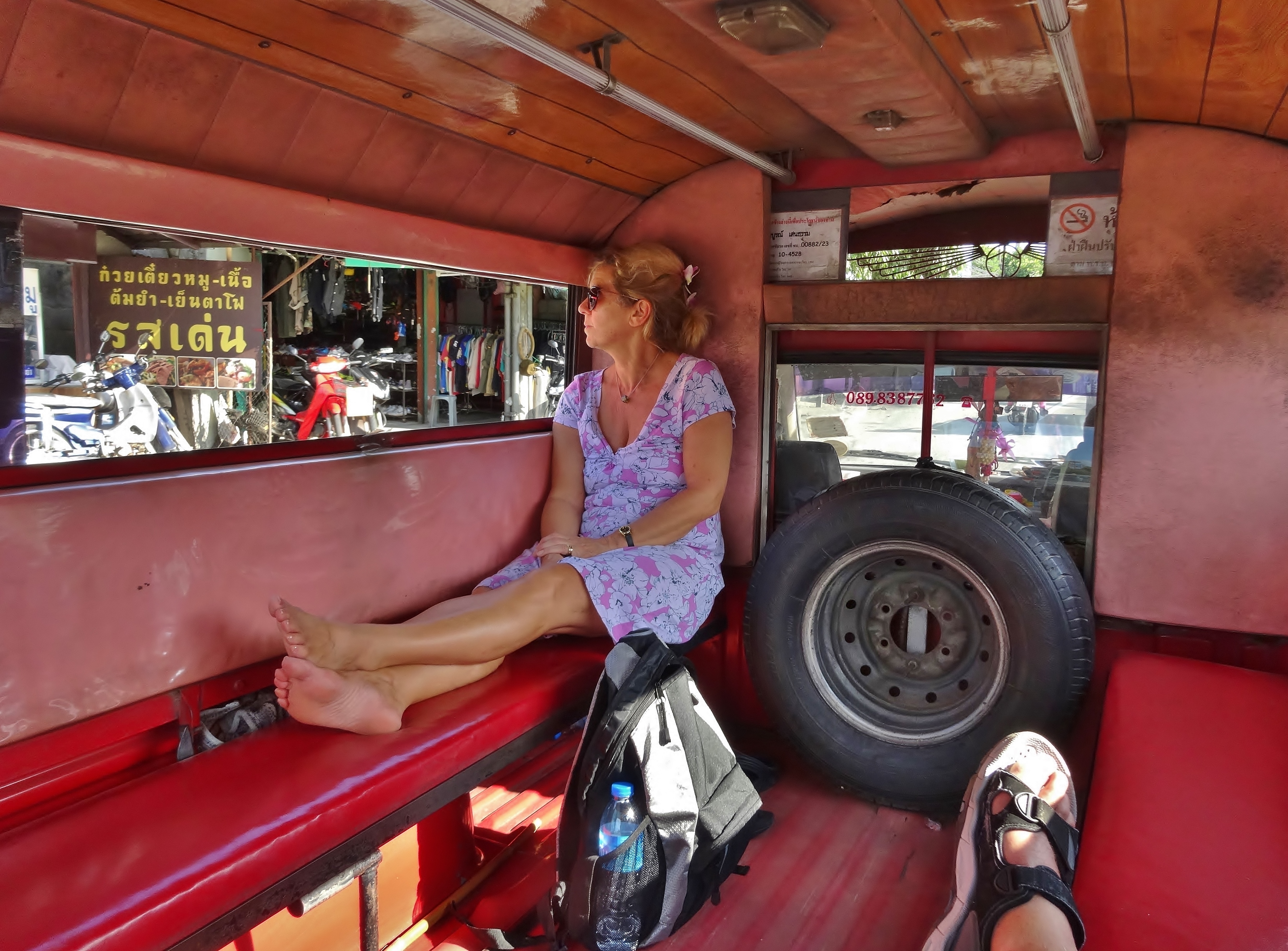 Travelling in our red tin taxi around Chiang Rai 