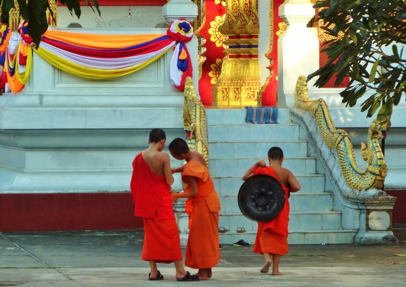 Call to prayer in Luang Prabang, Laos
