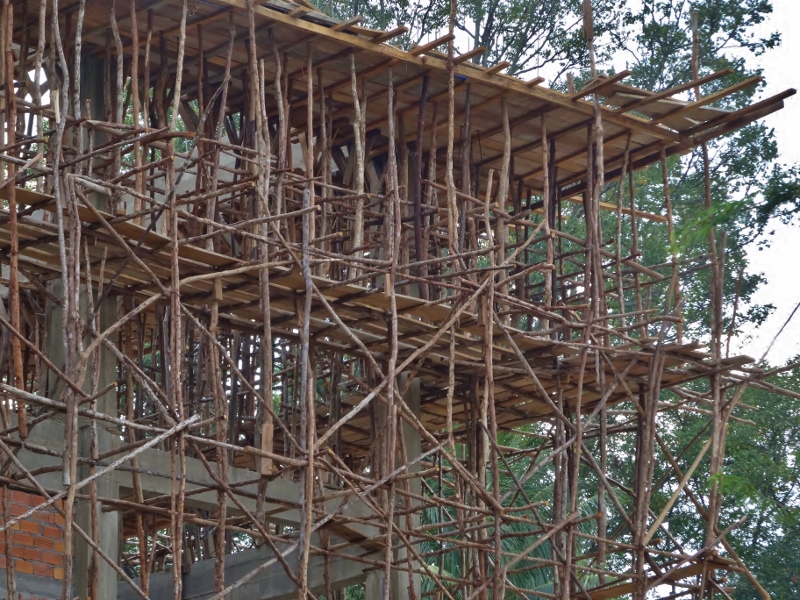 Scaffolding Grand Designs style in Vietiane, Laos
