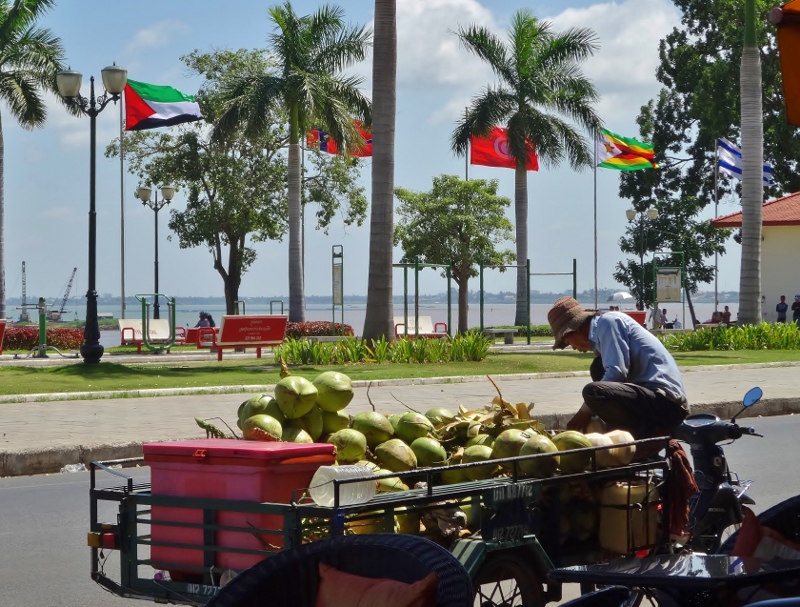 Street seller on the waterfront in Phnom Penh