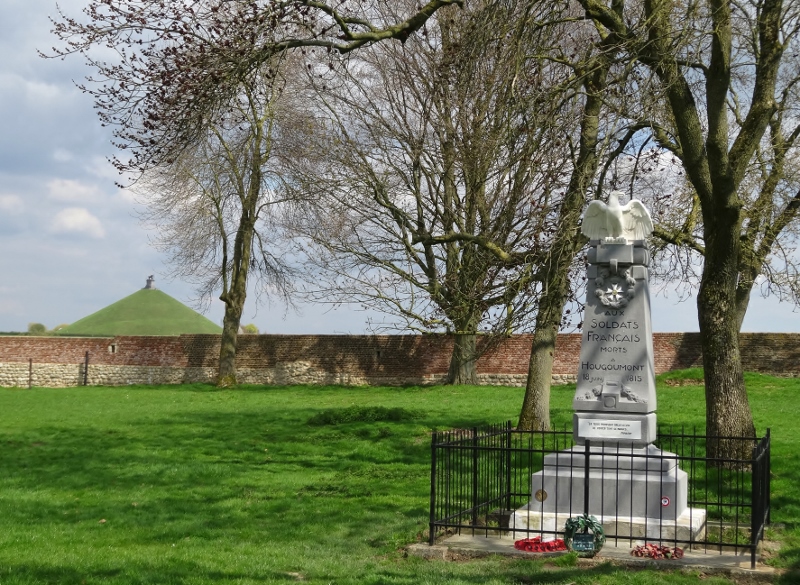 The Butte du Lion and the French Memorial seen from the Hougoumont orchard