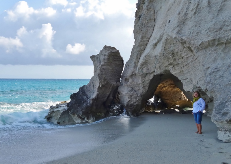Early morning stroll on the beach below Tropea