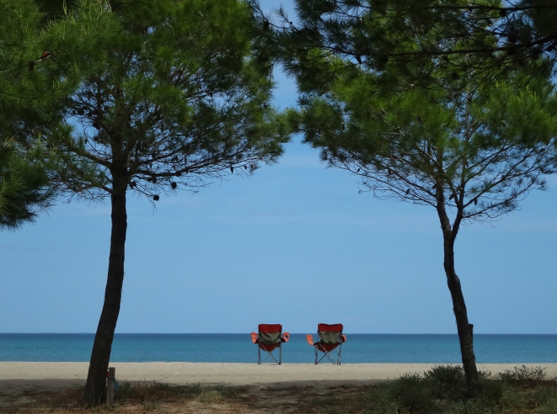 Our two chairs on the Bay of Taranto
