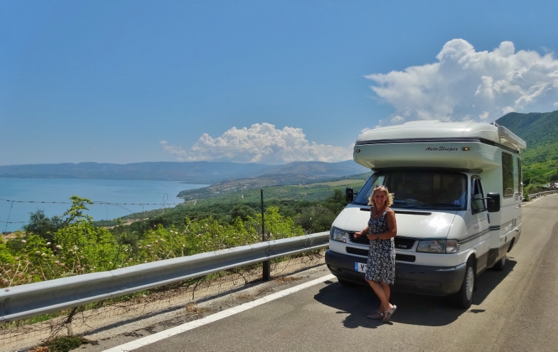 Both of us on the road above Lago di Varano
